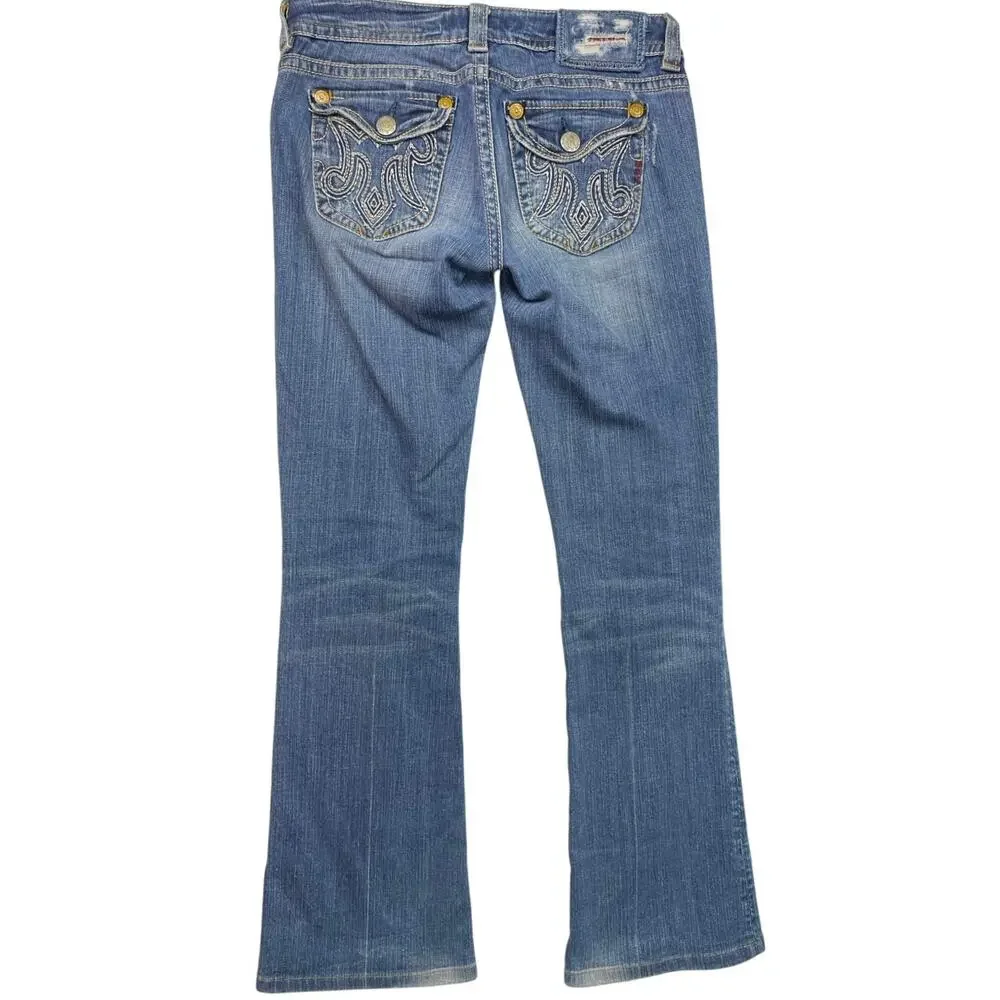 EUC - MEK Denim Easter Island Low Rise Distressed Bootcut Jeans